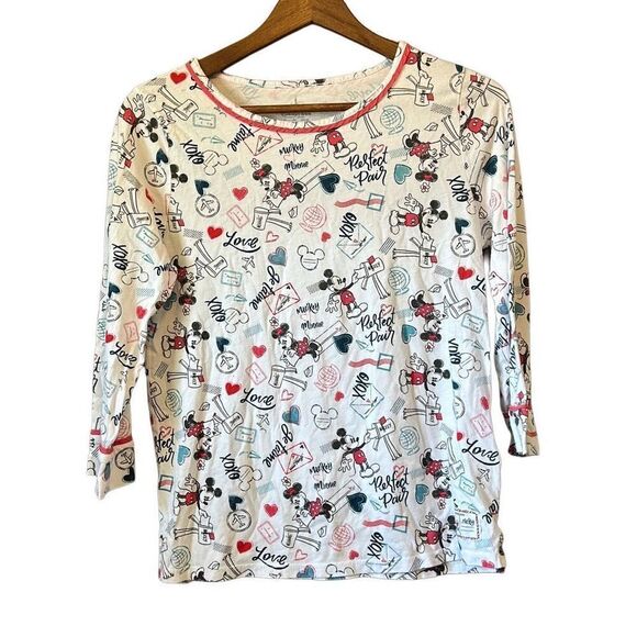 Disney Parks Mickey and Minnie Mouse All Over Print Top Size M - Picture 1 of 4